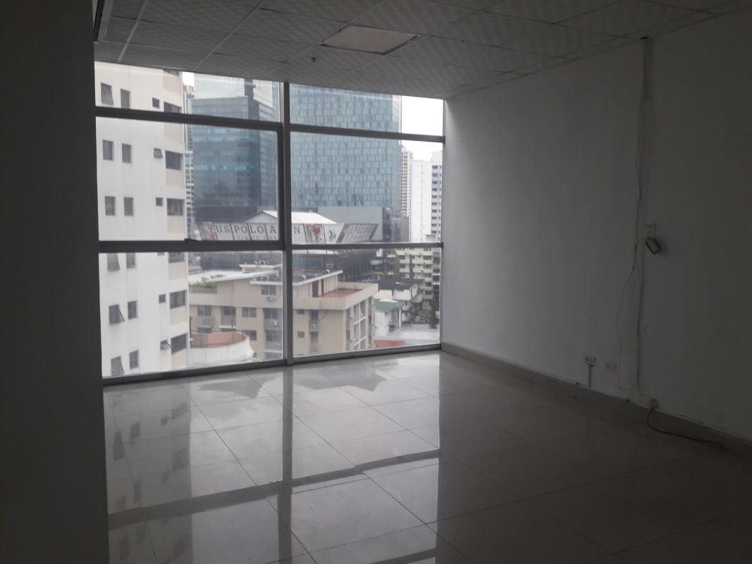 Empty modern office with skyline panoramic views from large windows located in PH Obarrio 60
