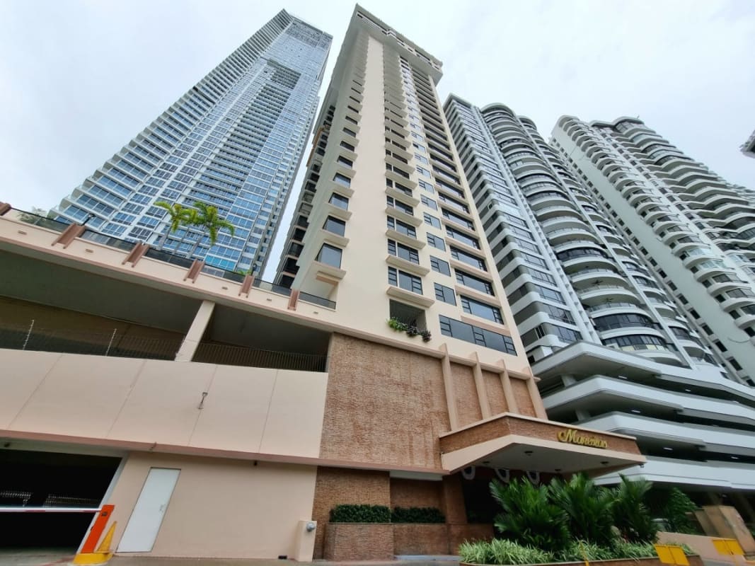 Contemporary high-rise residential tower exterior with balconies PH Maresias Punta Paitilla Panama