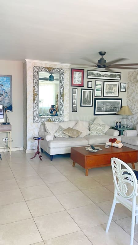 Furnished dining space with workspace corner in El Cangrejo Panama apartment