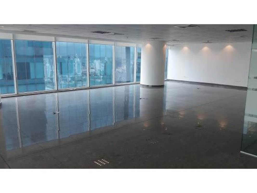 Spacious office interior panoramic windows city view Oceania Punta Pacífica Panama