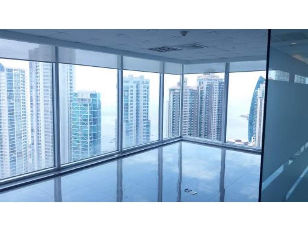 Commercial office interior glass partitions panoramic skyline view Oceania Business Plaza Panama