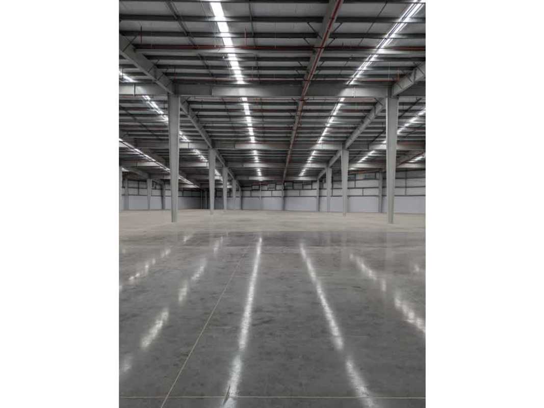 Spacious empty industrial warehouse open floor area with polished concrete and high ceiling in Llano Bonito Panama City