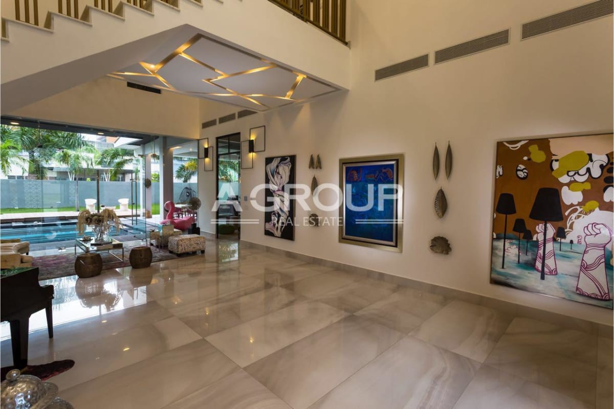 Colorful family entertainment room kids play space TV modern design Costa del Este mansion