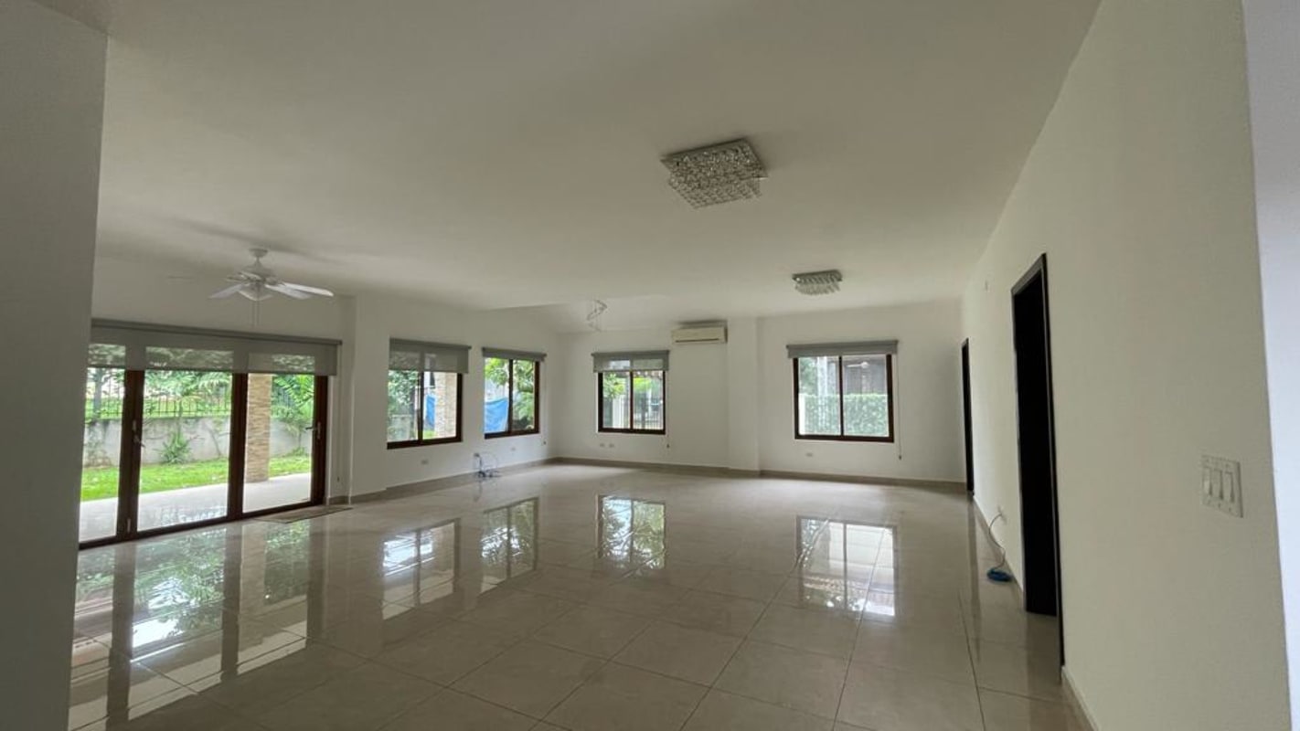 Bright living room marble floor large windows split AC at PH Los Senderos Clayton Panama