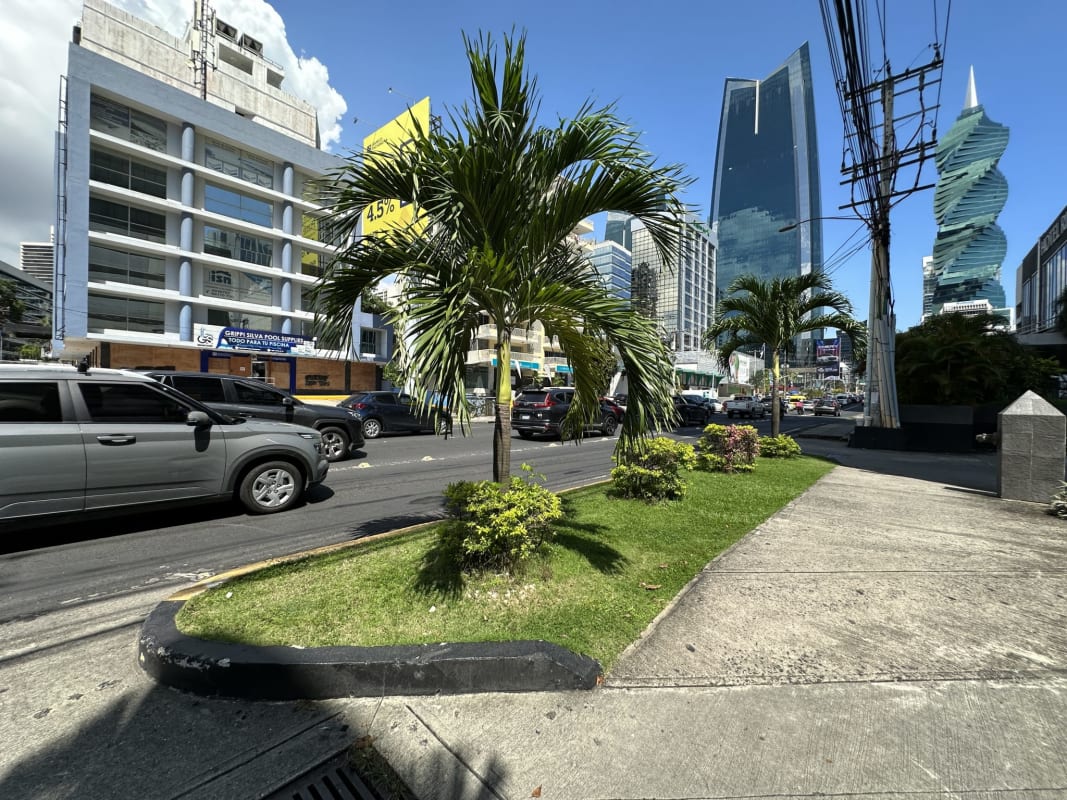 Busy downtown Calle 50 Panama City highrise office towers commercial zone