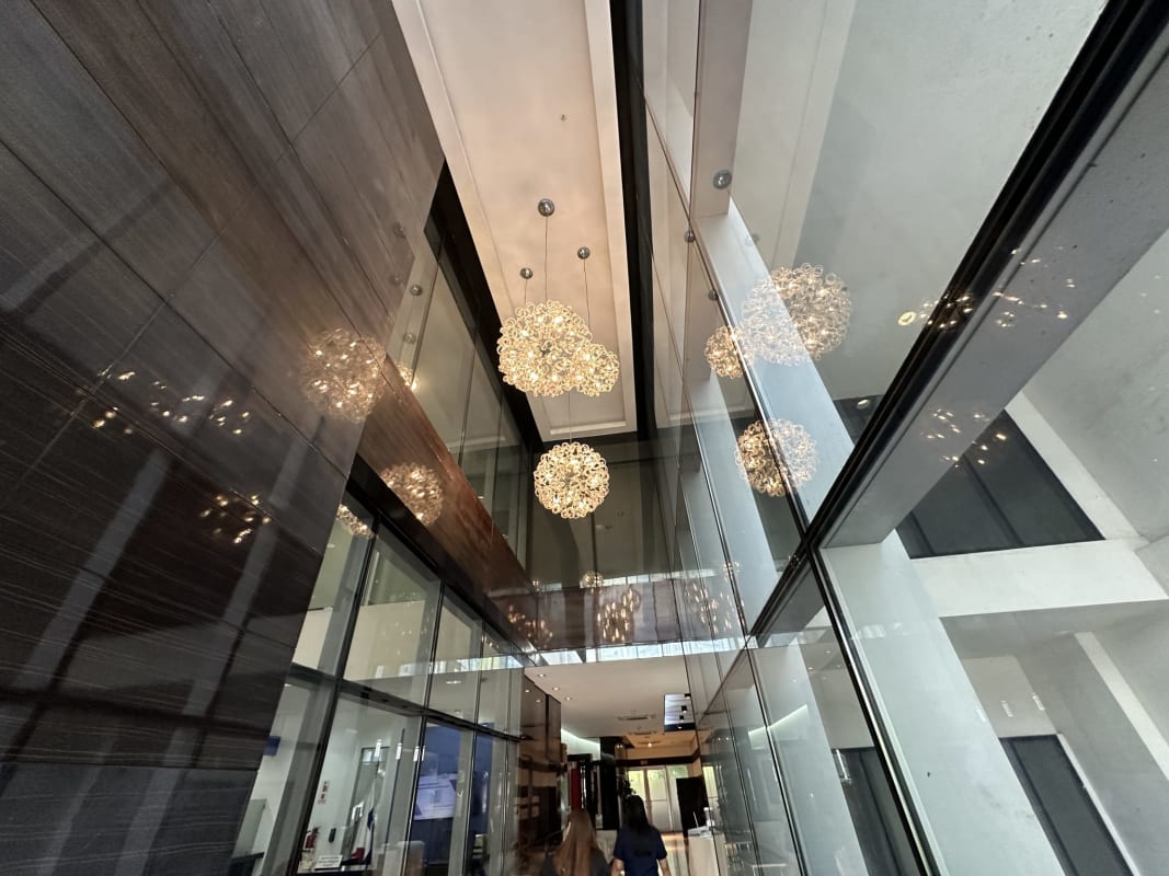 Lobby double height reception lounge elevators PH PBH BCT Bank Tower Panama