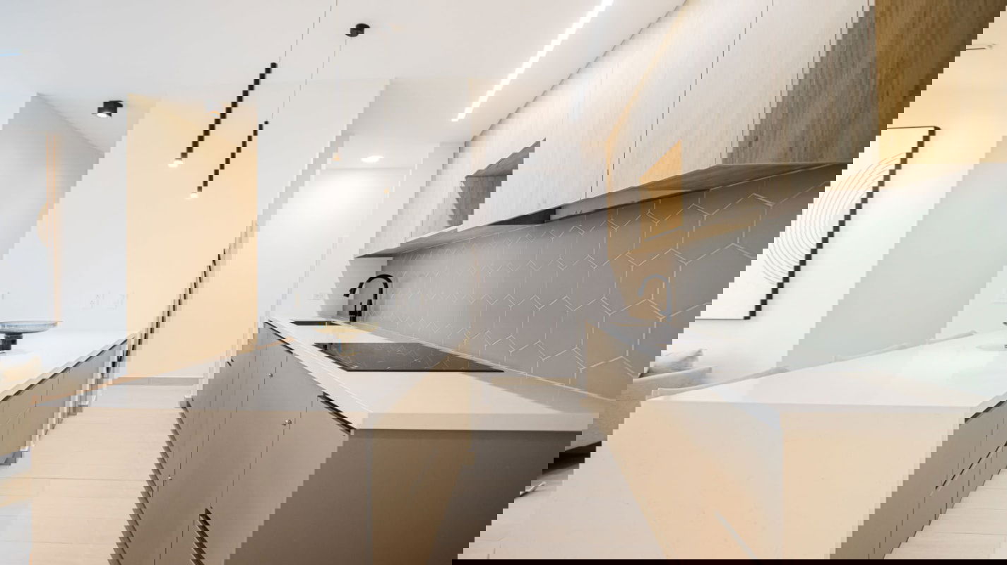 Balcony terrace with green plants and skyline view Costa del Este Panama