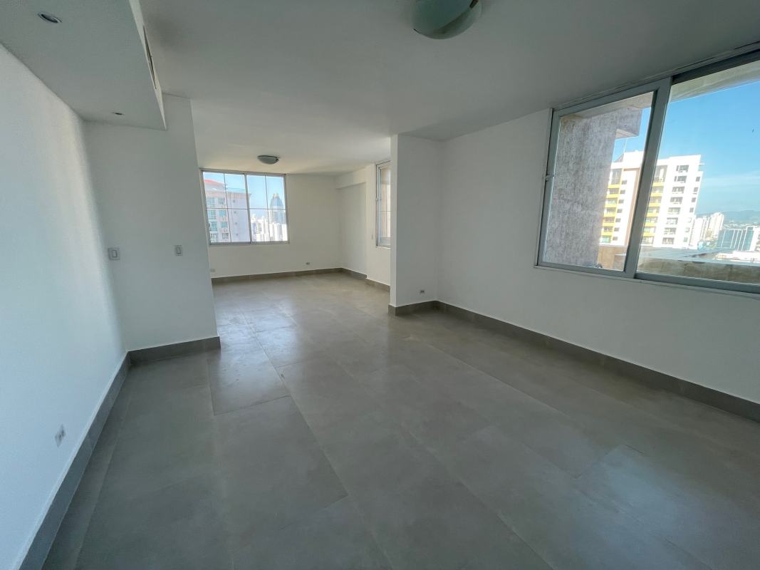 Bright living room large windows skyline views in PH Costa Pacifica Punta Pacifica Panama