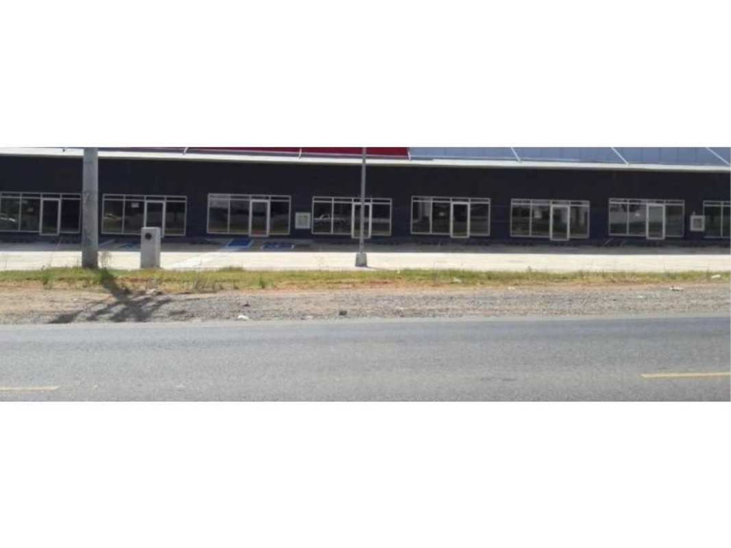 Retail and warehouse commercial strip with large glass windows in Mañanitas Panama City