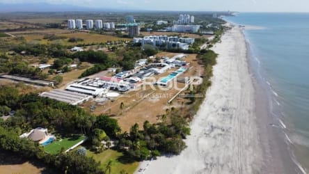 Aerial view of sandy beach fronting Buenamar sector at Buenaventura community Panama
