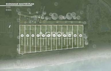 Development site plan showing oceanfront lots and amenities at Buenamar Panama