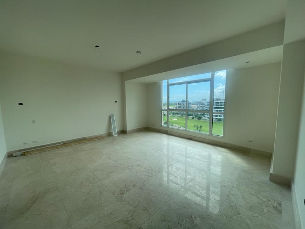 Open luxury apartment with marble flooring large windows in Santa Maria Golf Panama