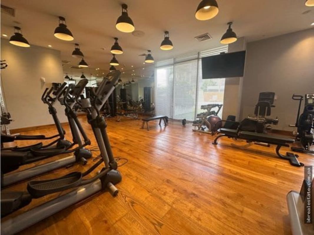 Modern bathroom with double vanity and glass shower in PH Garden Apartments Ocean Reef Panama