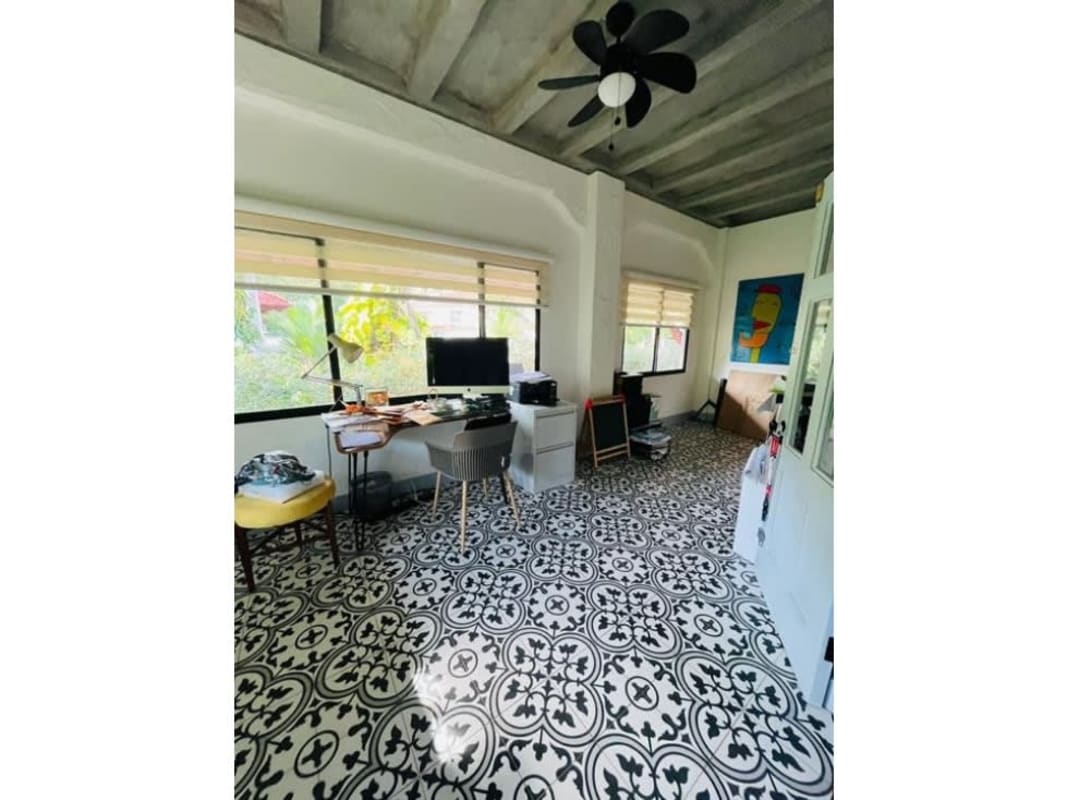 Dedicated office study with large window overlooking garden in Albrook Ancón Panama