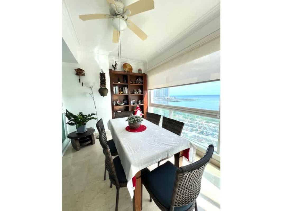 Spacious bedroom with marble floors large window and ocean views PH Vista del Mar Panama