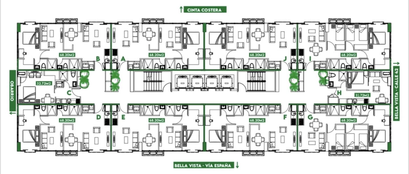 Detailed floor plan layout of condominium tower apartment units Panama City
