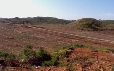 Cleared farmland with hillside near Guias Arriba Calobre Veraguas for cattle and crops