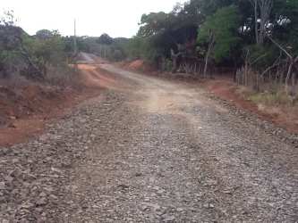 Unpaved farm access road with natural scenery in Calobre Veraguas Panama