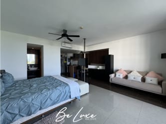 Balcony overlooking saltwater lagoon and tropical gardens Playa Blanca Panama