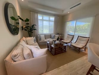 Bright luxury villa living room with natural light Buenaventura Peninsula Panama