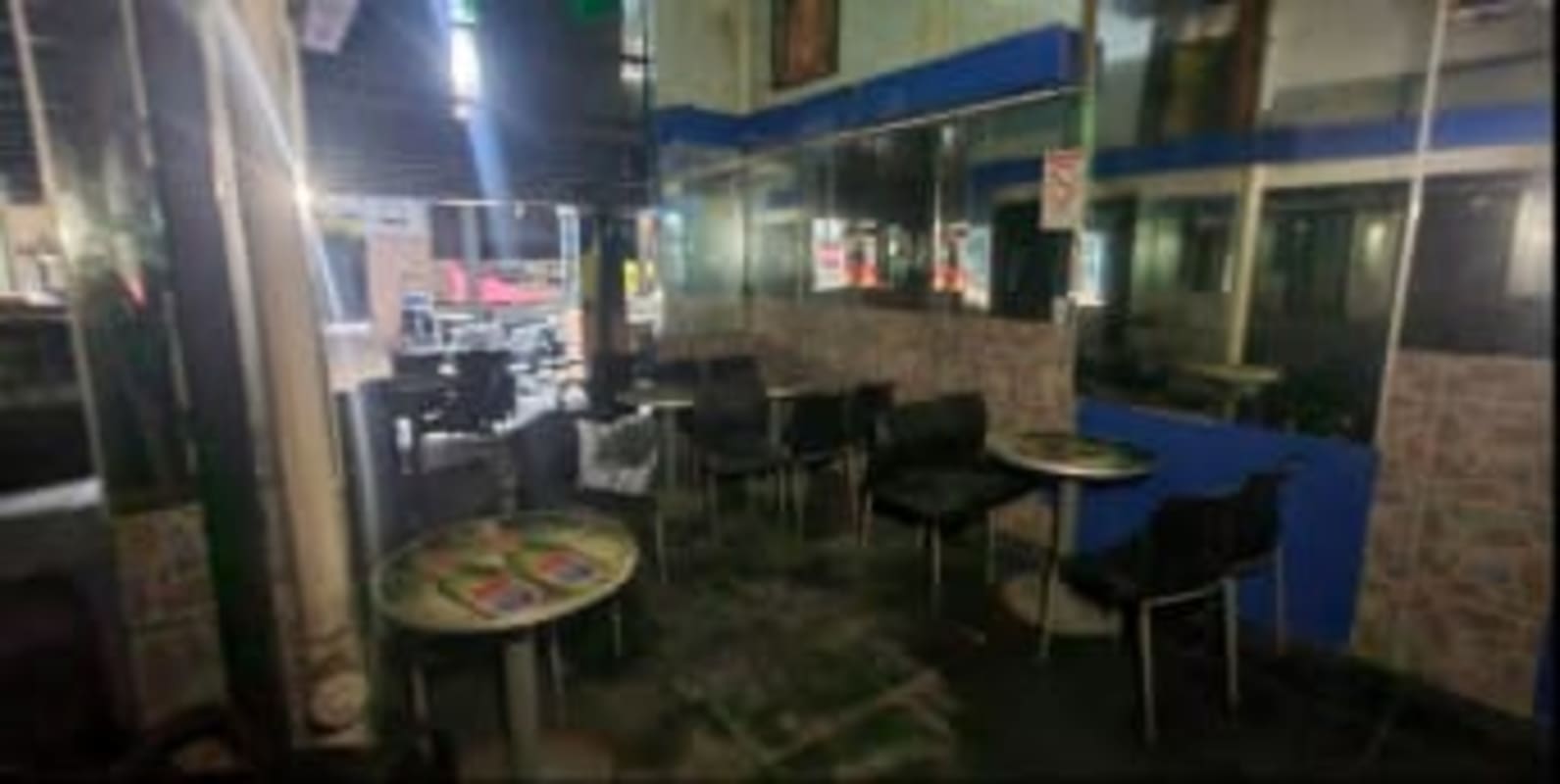 Small dining cafe space interior Casco Viejo historic building Panama