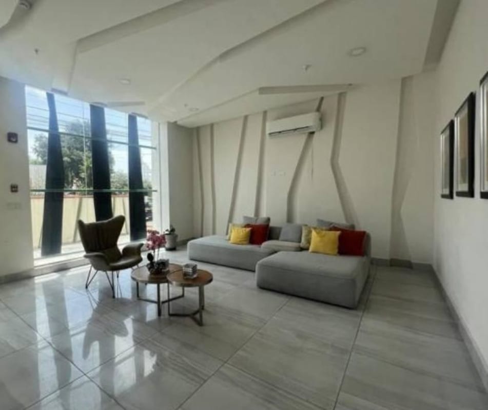 Contemporary bathroom with shower glass enclosure sink in PH El Carmen Tower Panama City