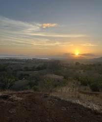 Panoramic sunset view over hills and Pacific Ocean at Cañas near Playa Venao Panama