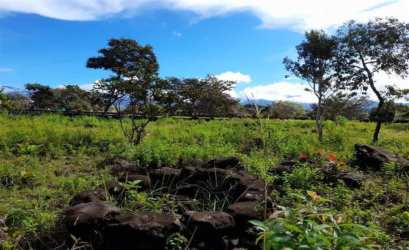 Open grassy estate property with lush vegetation and distant mountains in Boquete highlands