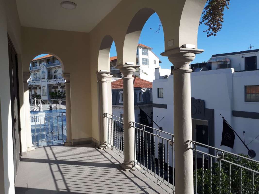 Arched balcony terrace with city views PH Casco Viejo Residences San Felipe Panama City