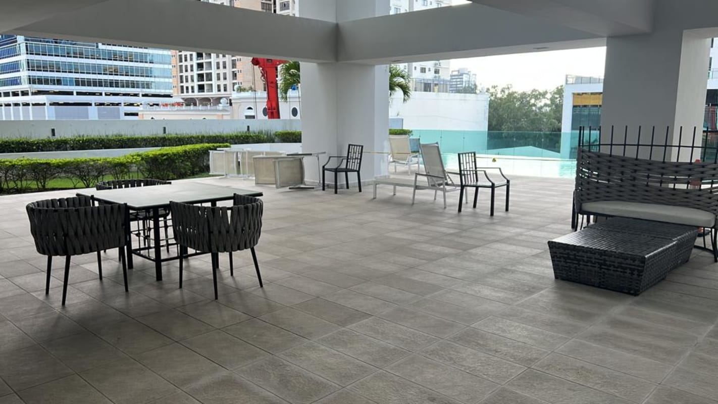 Infinity pool with sun terrace overlooking Pacific Ocean at PH Lumiere Costa del Este Panama