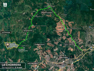 Satellite image outlining boundaries of extensive development land near La Chorrera Panama