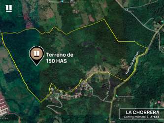 Satellite image of property with river border and countryside development potential in La Chorrera