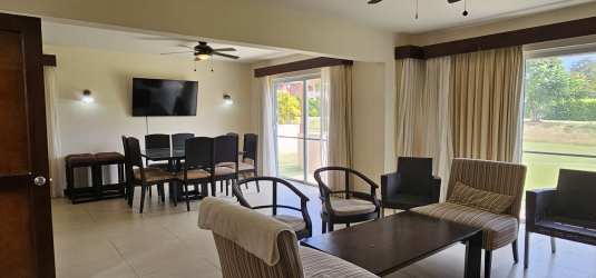 Modern equipped kitchen with granite countertops double sink cabinets Villas de Camarón Panama