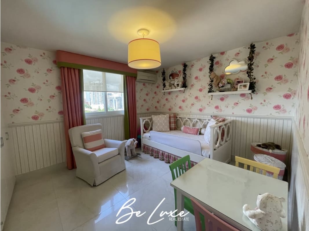 Large bathroom with double sink vanity and glass shower Punta Pacífica Panama