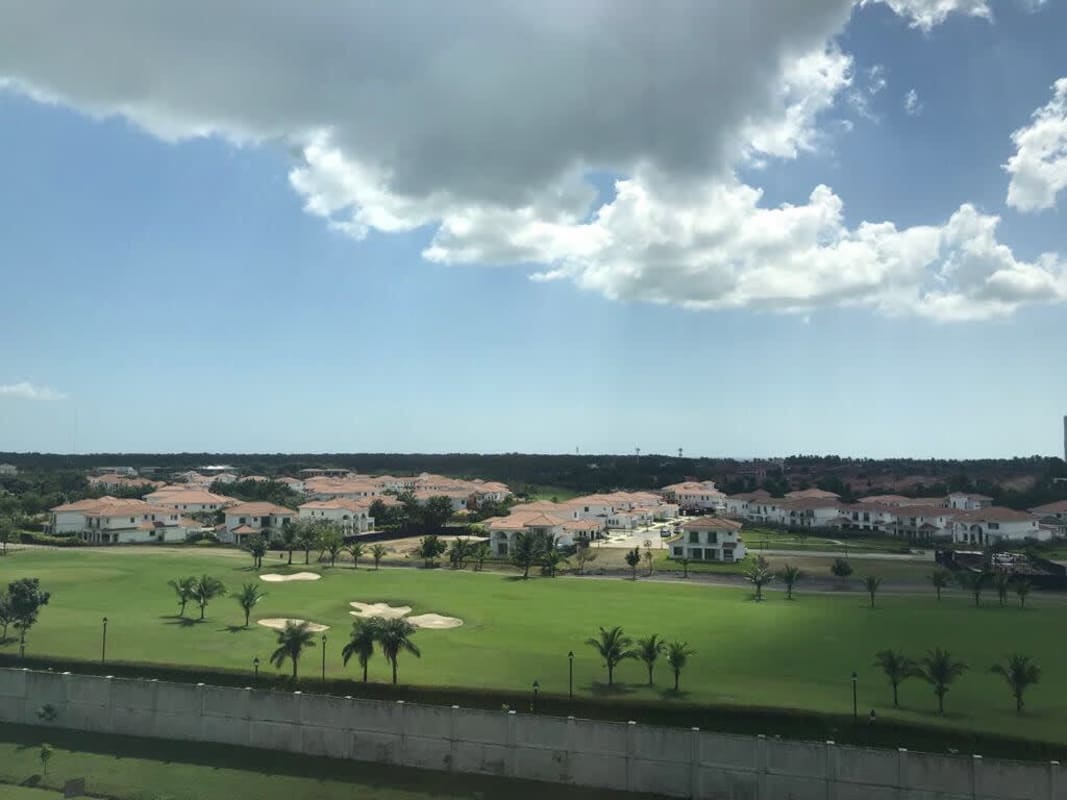 Aerial shot Santa Maria golf course residential villas offices Panama