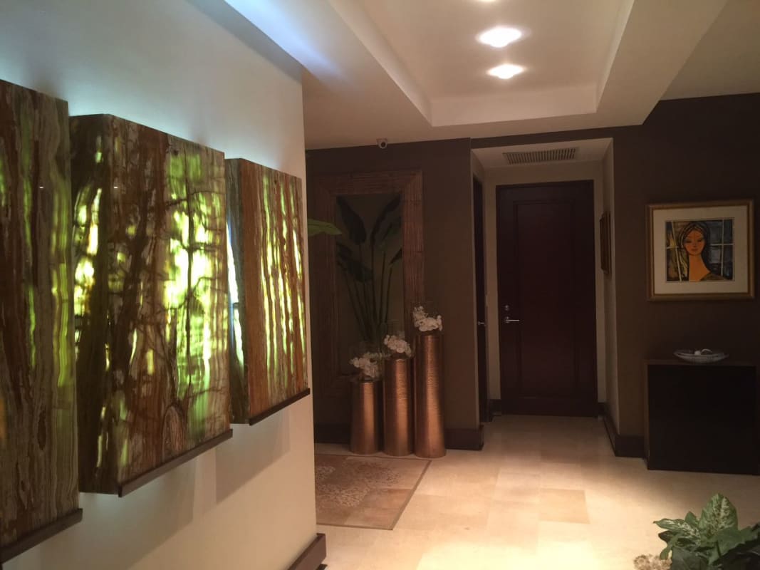 Gourmet kitchen with granite countertops at luxury condo PH Panama Bay Costa del Este Panama