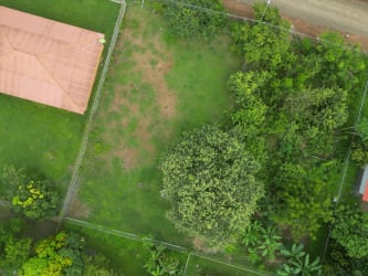 Aerial of quiet residential area with green land plots in Guararé Los Santos Panama
