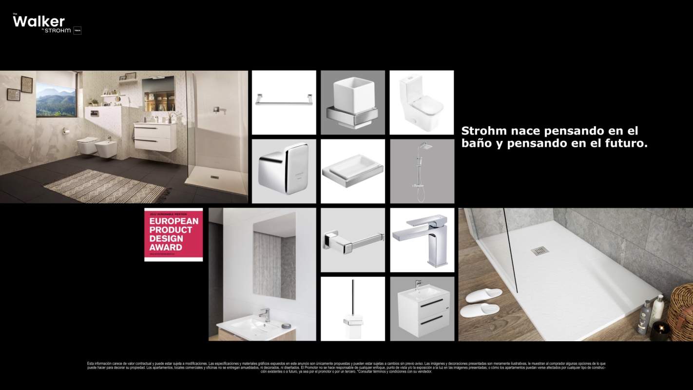 Contemporary minimalist bathroom walk-in shower vanity mountain view The Walker Panama