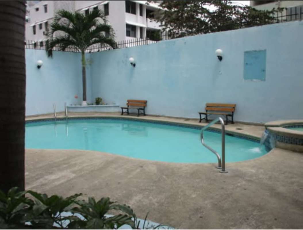 Bathroom with pedestal sink, tiled shower, and modern fittings PH Park Place Parque Lefevre Panama