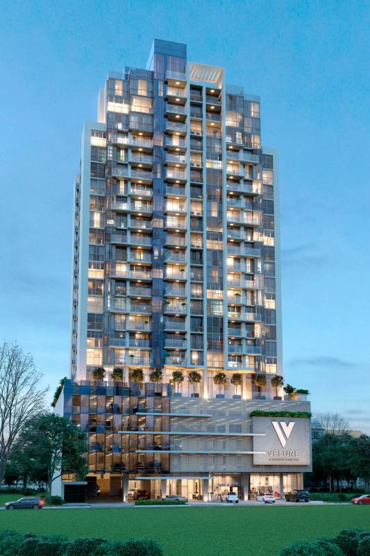 Contemporary bathroom glass enclosed shower floating vanity in PH Velure Panama City