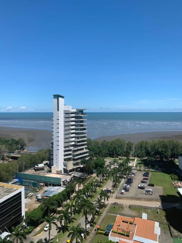 Bedroom with large windows bright natural light and city views PH Titanium Panama
