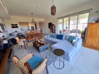 Bright bedroom ensuite bathroom balcony access Buenaventura Panama apartment