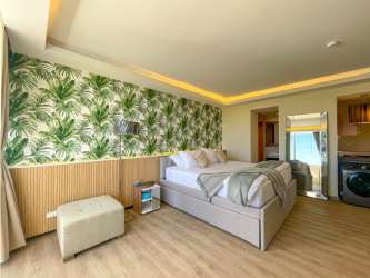 Bathroom with double glass showers, vessel sink, remodeled at Playa Blanca Resort Panama