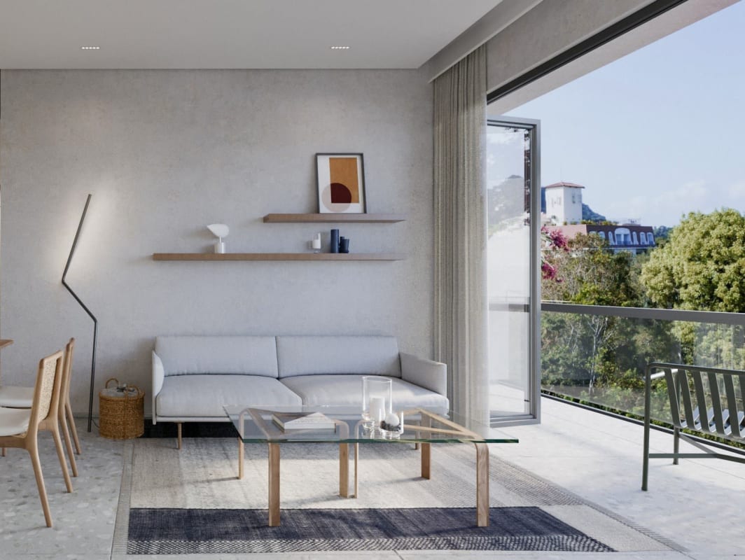 Contemporary kitchen with wooden cabinets and island in Passage Panamá, Amador Causeway