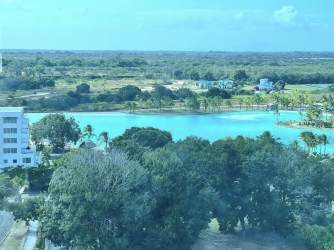 Largest saltwater pool lagoon in Latin America at Playa Blanca Resort seen from above