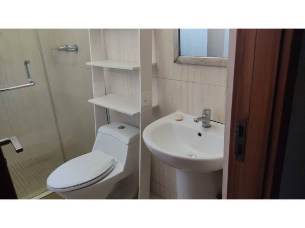Minimalist bathroom with pedestal sink, glass enclosure at Terrazas del Rey Panama