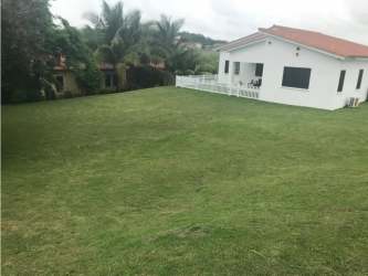 Large backyard green lawn behind house in Hacienda Pacifica San Carlos Panama