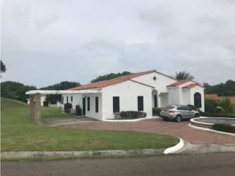Mediterranean style driveway and front garden on spacious Hacienda Pacifica home Panama
