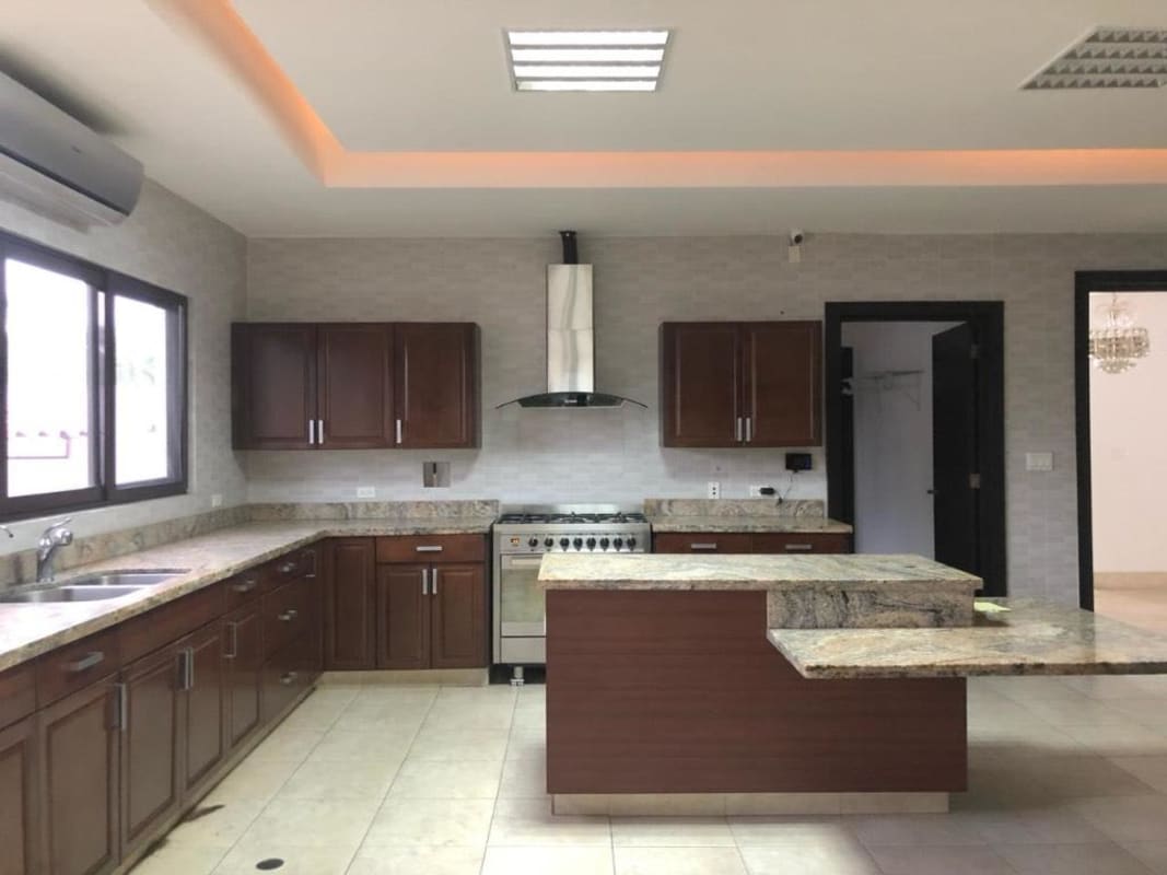 Luxury rental house in Costa del Este Panama with private swimming pool, terrace, landscaped garden