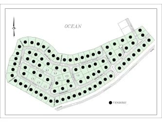 Aerial map of oceanfront residential lots in San Marino Portobelo area Panama